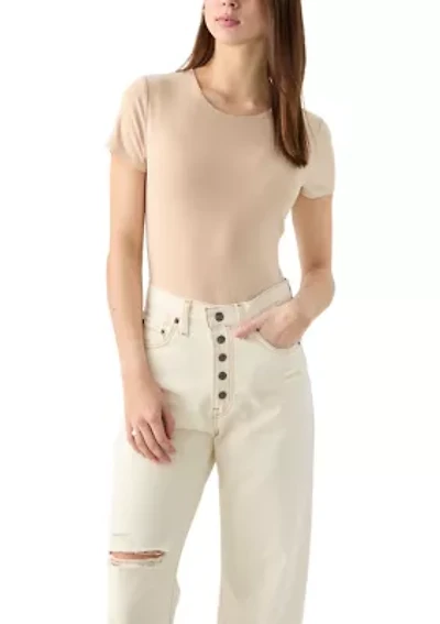 Women's Short Sleeve Peached Jersey Bodysuit