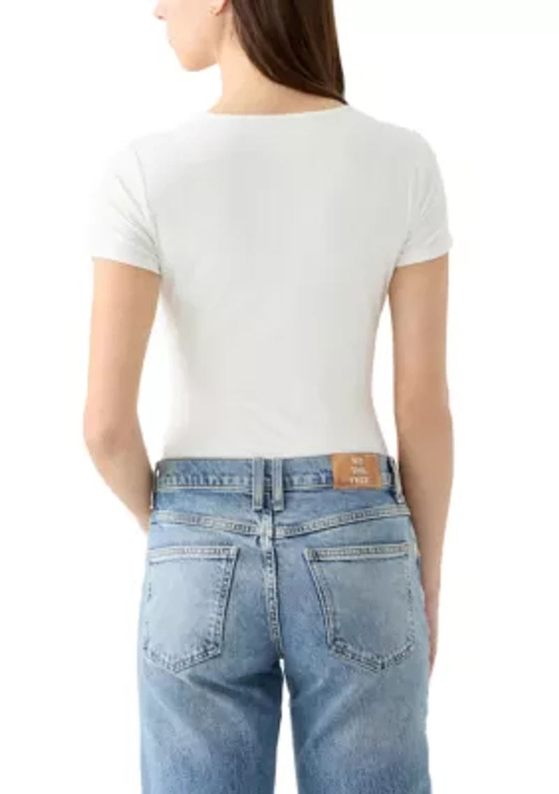 Women's Short Sleeve Peached Jersey Bodysuit