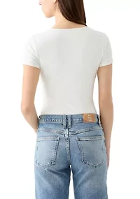 Women's Short Sleeve Peached Jersey Bodysuit