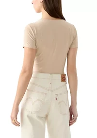 Women's Short Sleeve Peached Jersey Bodysuit