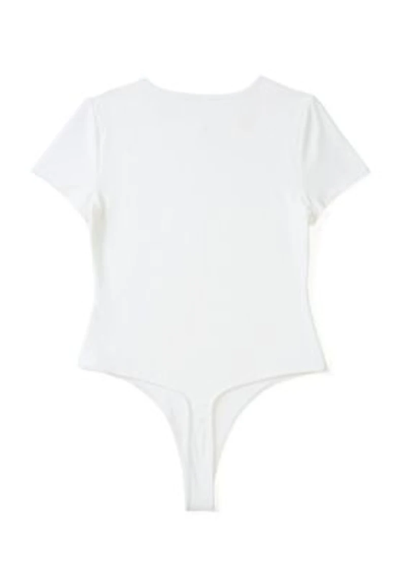 Women's Short Sleeve Peached Jersey Bodysuit