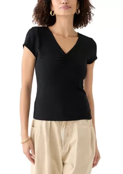 Women's V-Neck Cap Sleeve Top