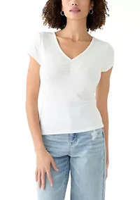 Women's V-Neck Cap Sleeve Top