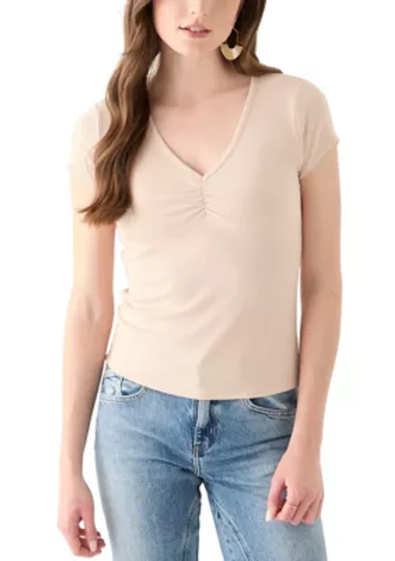 Women's V-Neck Cap Sleeve Top