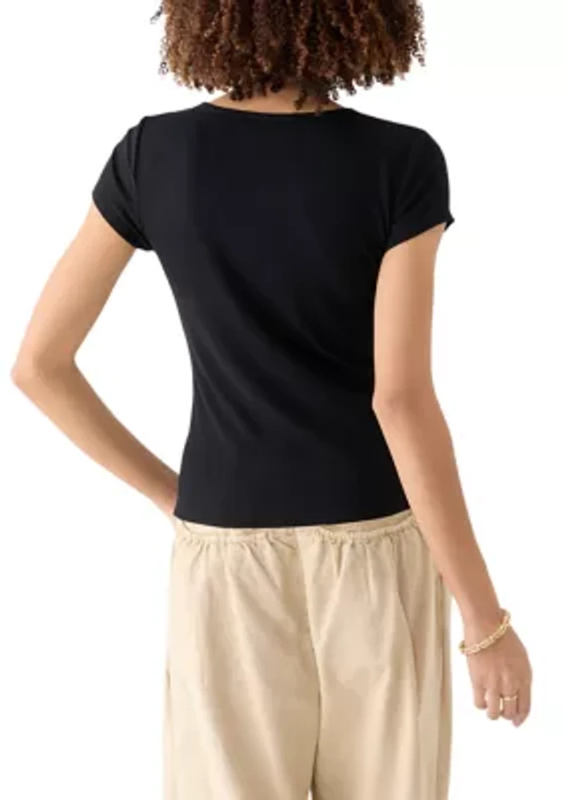 Women's V-Neck Cap Sleeve Top