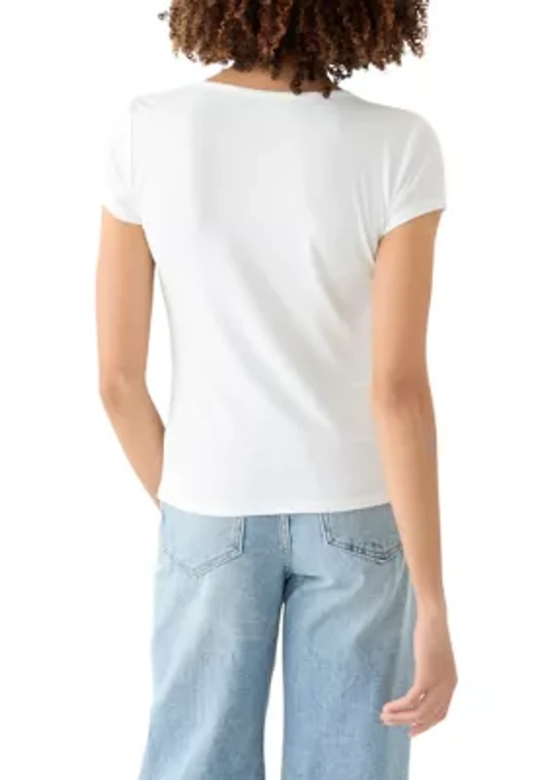 Women's V-Neck Cap Sleeve Top