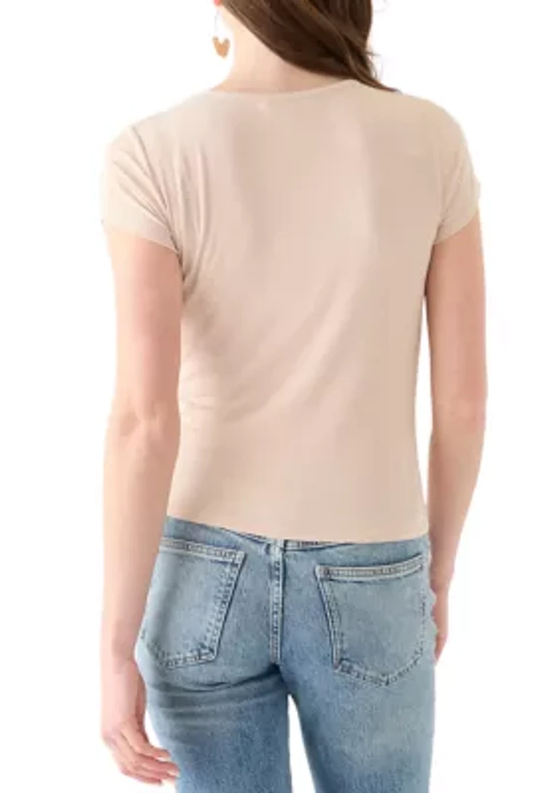 Women's V-Neck Cap Sleeve Top