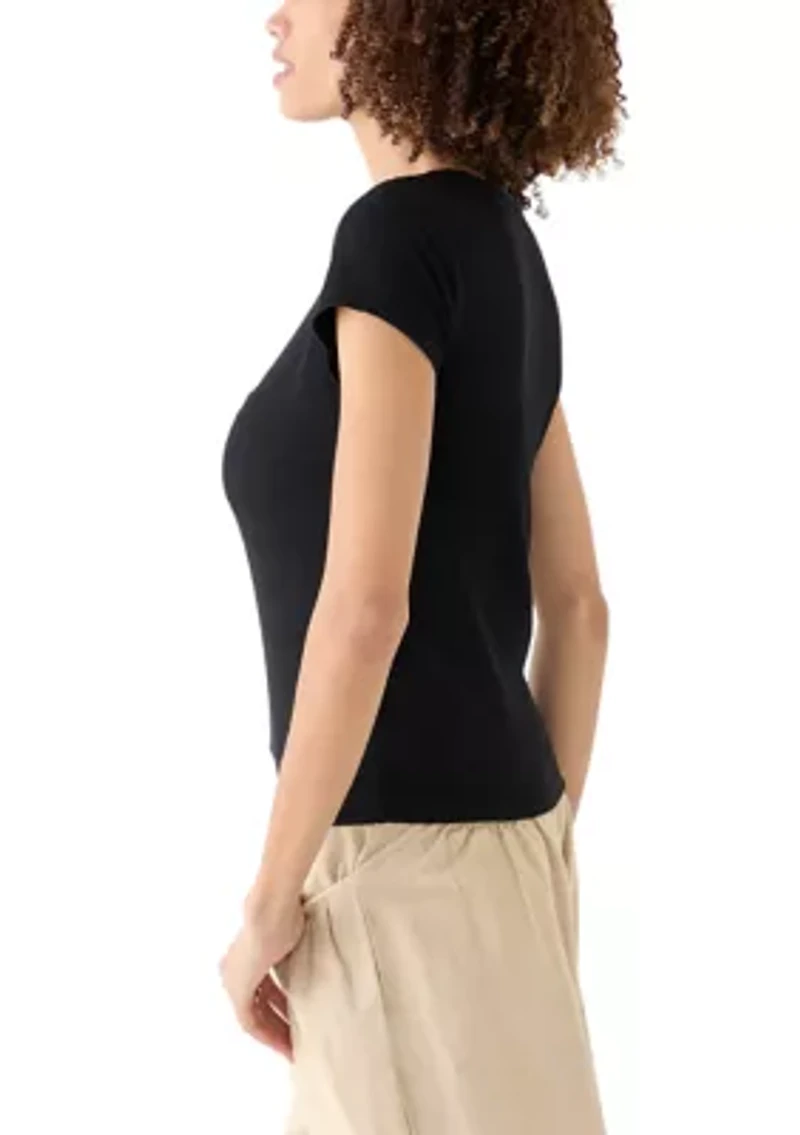 Women's V-Neck Cap Sleeve Top