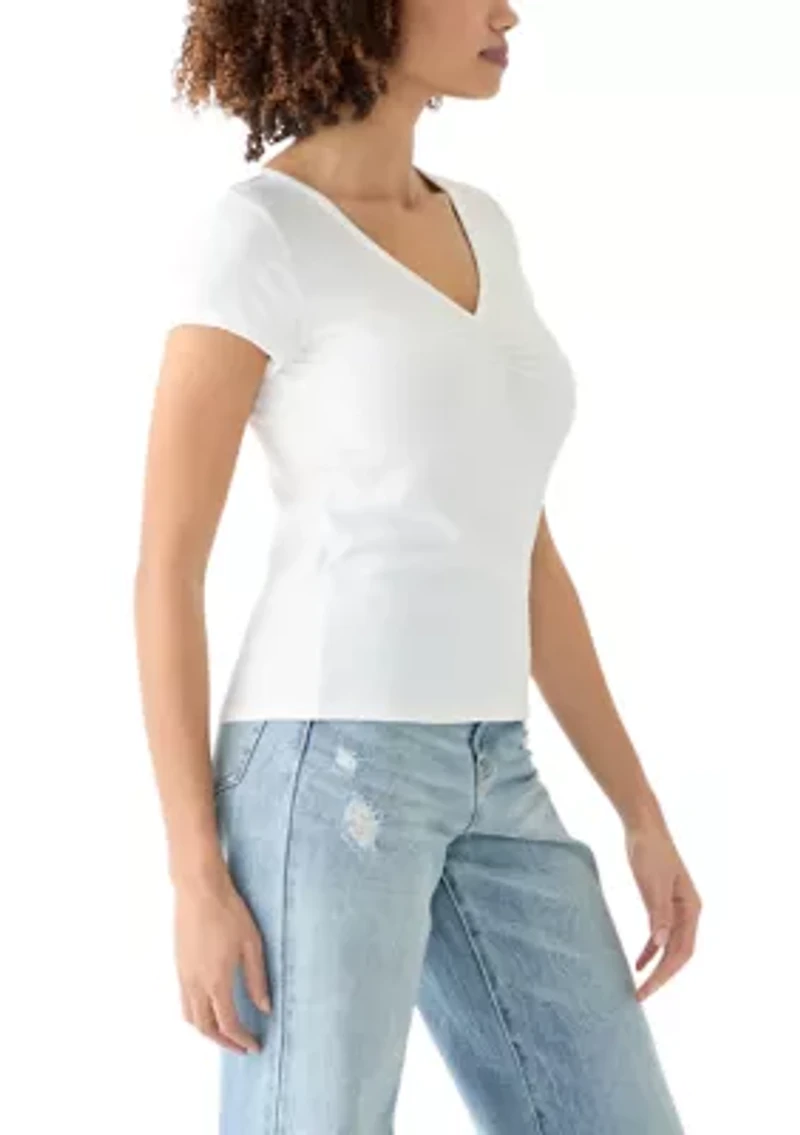 Women's V-Neck Cap Sleeve Top