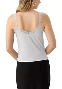 Women's Lace Trimmed Ribbed Sweetheart Tank