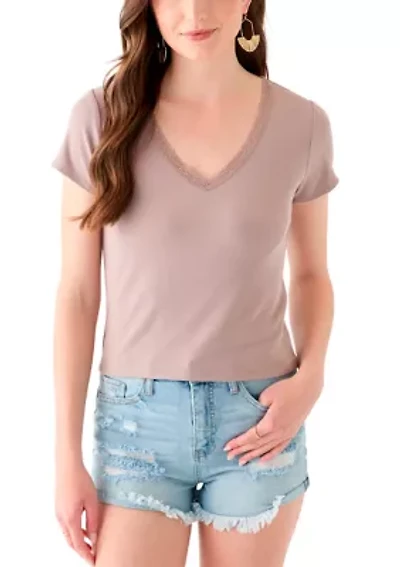 Women's T-Shirt with Lace Trim