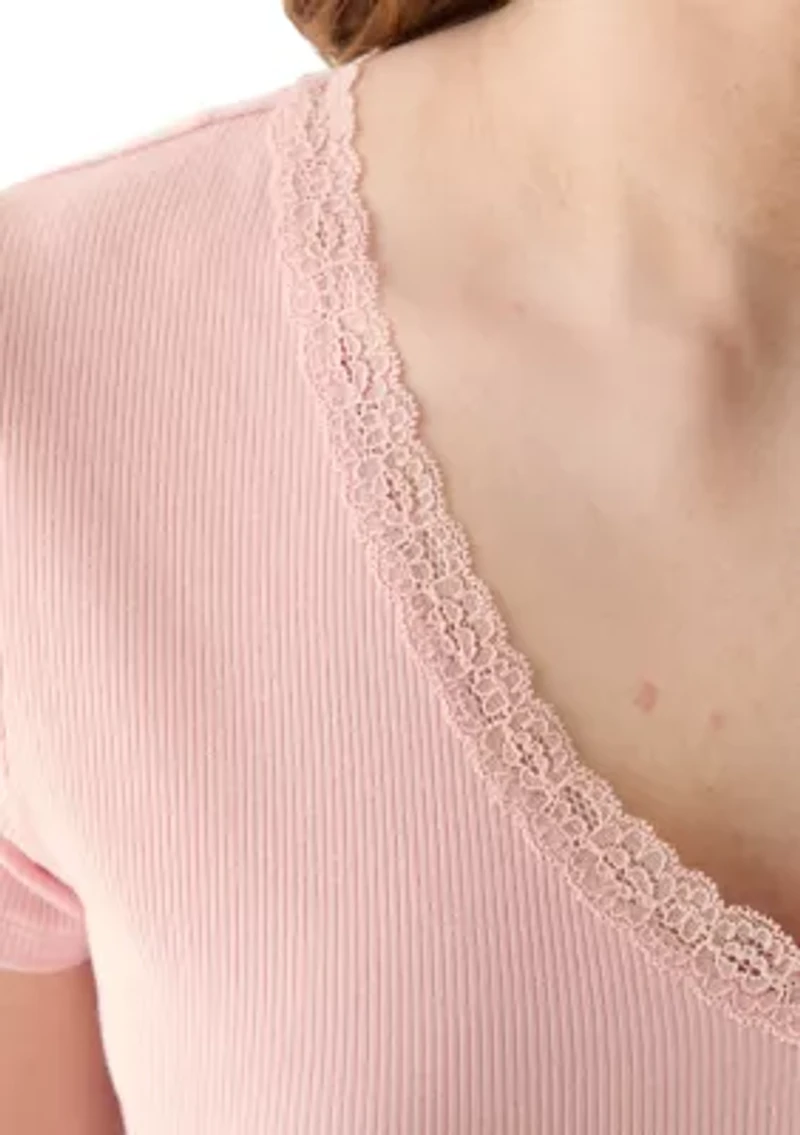 Women's T-Shirt with Lace Trim