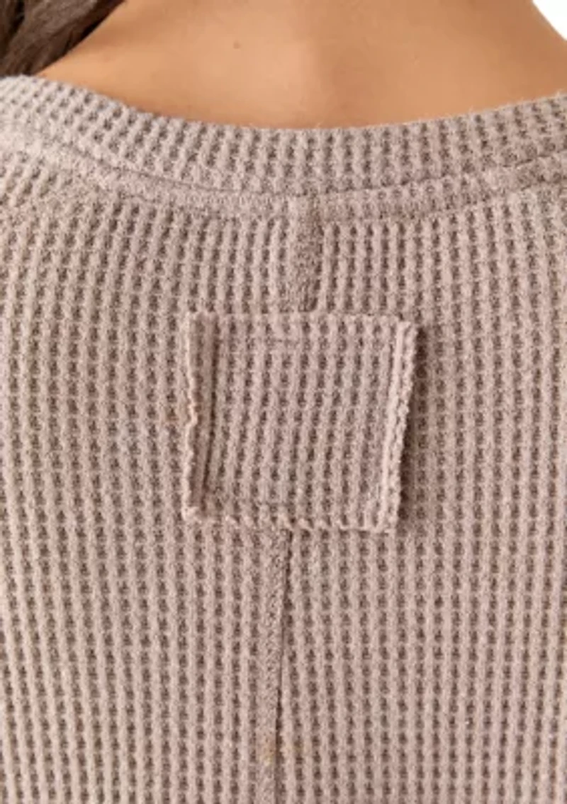 Women's Short Sleeve Waffle Knit V-Neck T-Shirt