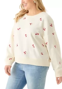 Plus Embroidered Fleece Sweatshirt
