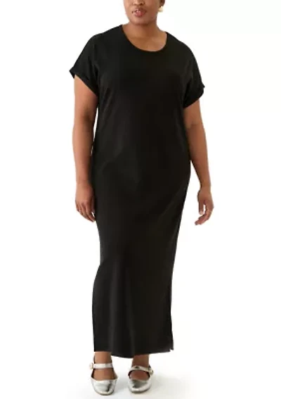 Plus Short Sleeve Knit Maxi Dress