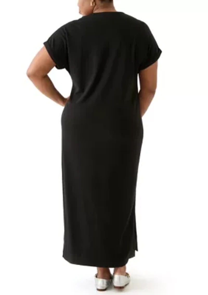 Plus Short Sleeve Knit Maxi Dress