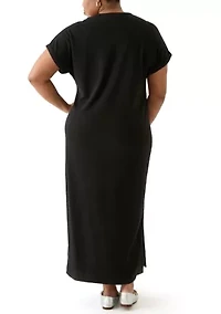 Plus Short Sleeve Knit Maxi Dress