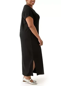 Plus Short Sleeve Knit Maxi Dress