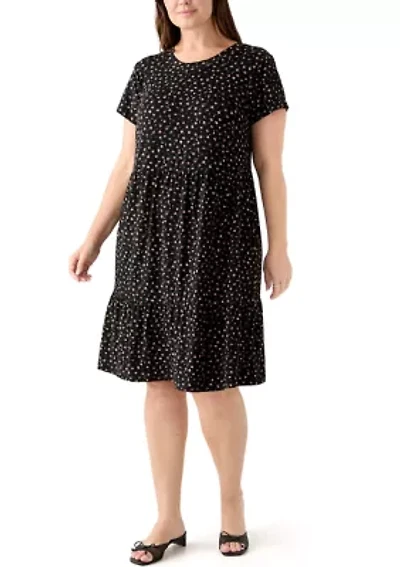Plus Short Sleeve Tiered Floral Dress