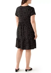 Plus Short Sleeve Tiered Floral Dress