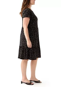Plus Short Sleeve Tiered Floral Dress