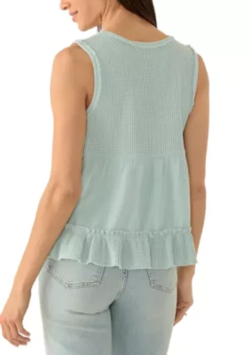 Women's Sleeveless Babydoll V-Neck Peplum Top
