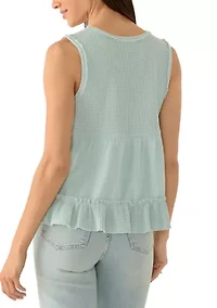 Women's Sleeveless Babydoll V-Neck Peplum Top