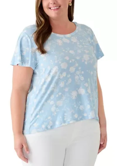 Plus Flutter Sleeve Crew Neck Top