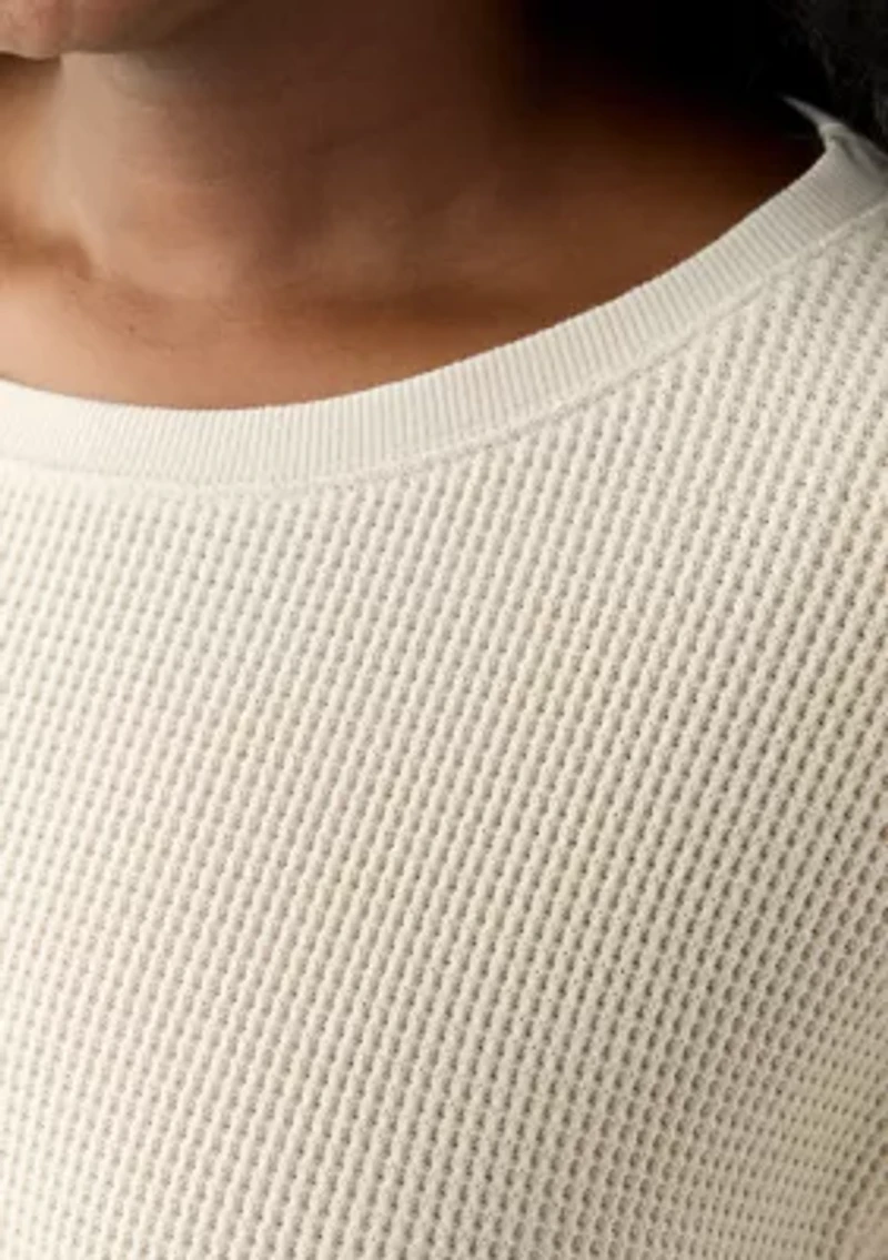 Plus Long Sleeve Waffle Crew Neck Top