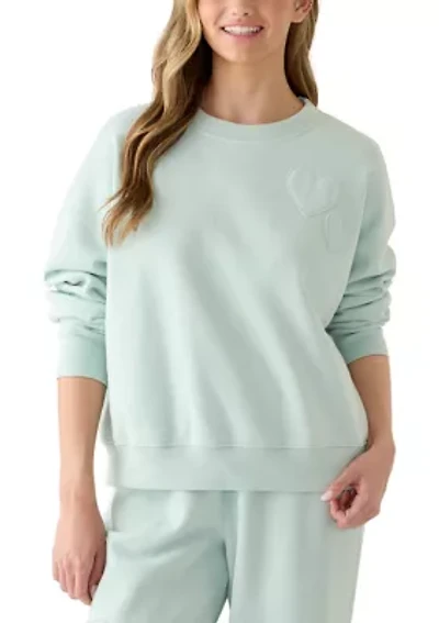 Women's Drop Shoulder Crew Sweatshirt with Appliqué