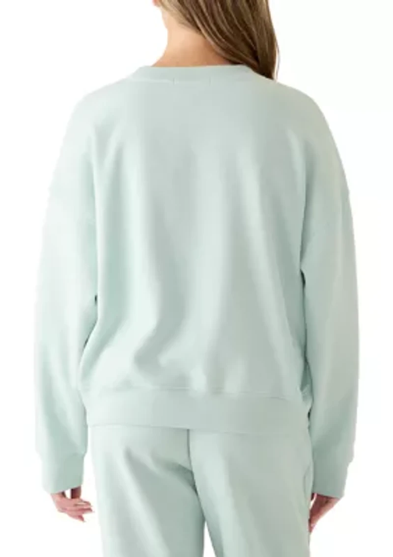 Women's Drop Shoulder Crew Sweatshirt with Appliqué