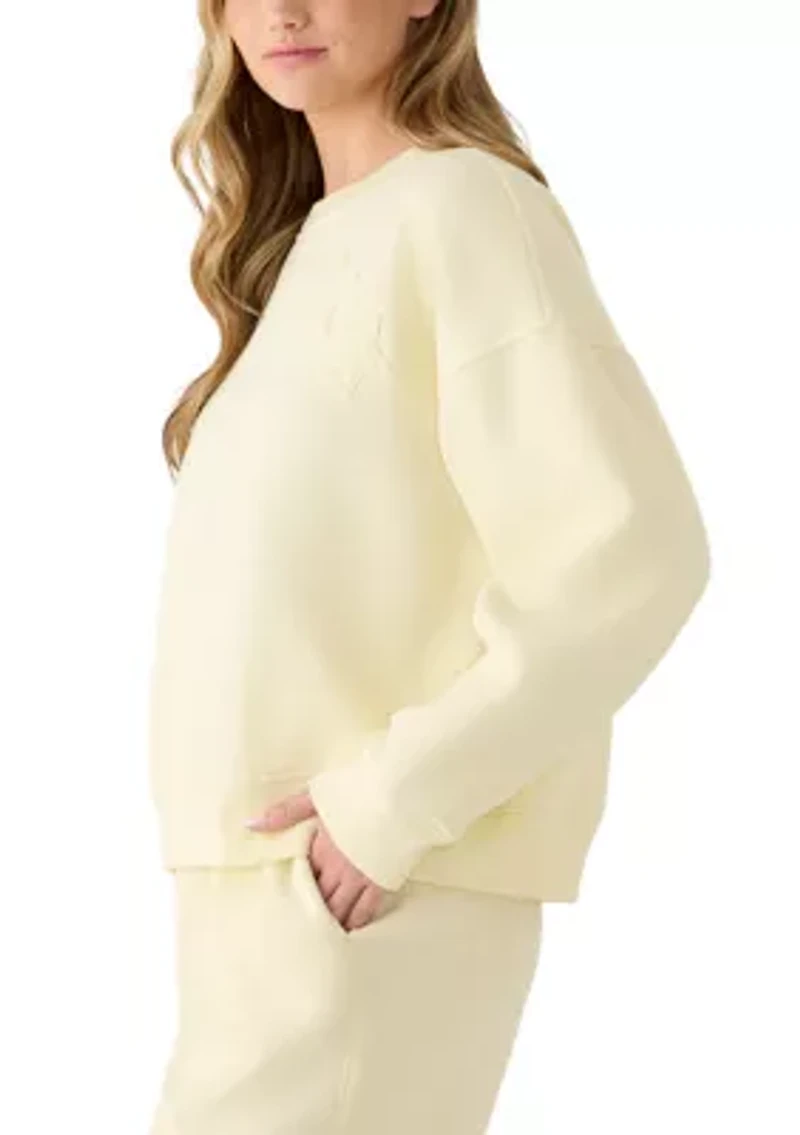 Women's Drop Shoulder Crew Sweatshirt with Appliqué