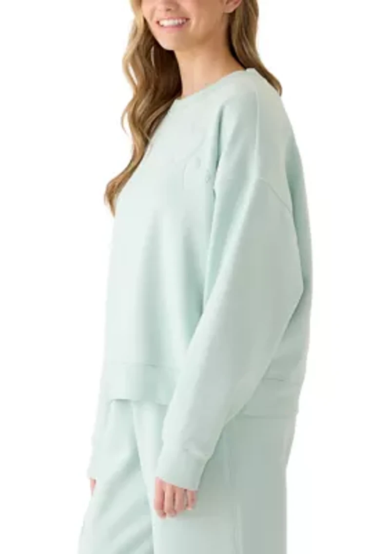 Women's Drop Shoulder Crew Sweatshirt with Appliqué