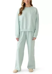 Women's Drop Shoulder Crew Sweatshirt with Appliqué