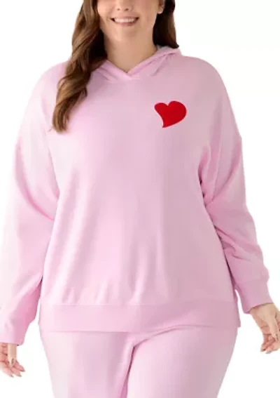 Plus Embroidered Hooded Sweatshirt