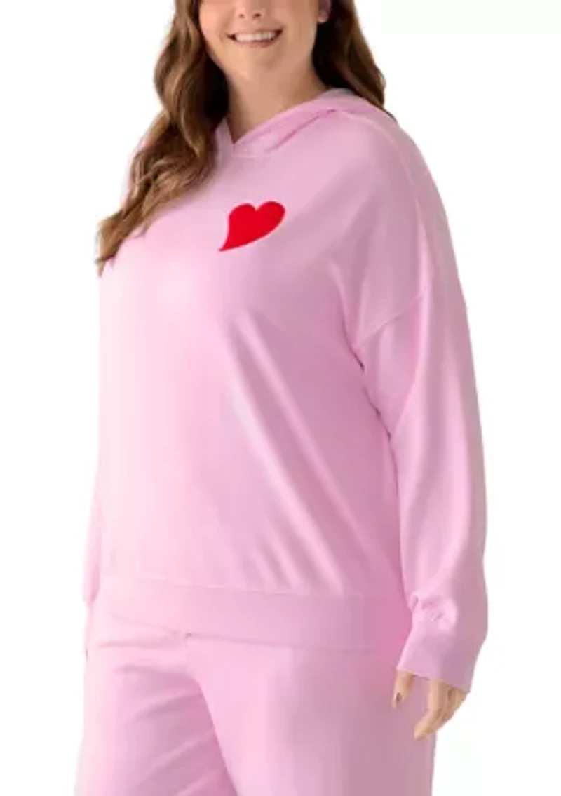 Plus Embroidered Hooded Sweatshirt