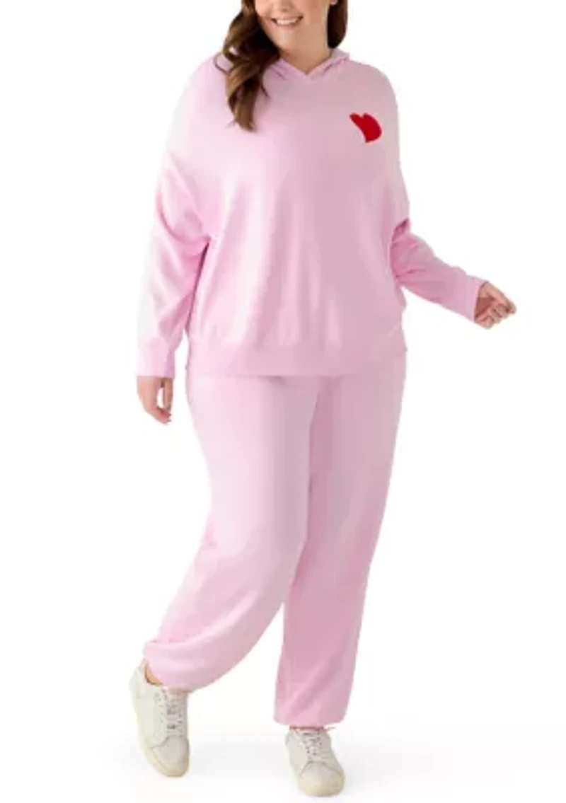 Plus Embroidered Hooded Sweatshirt