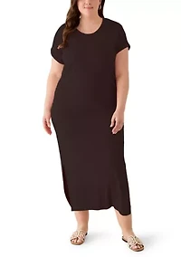 Plus Short Sleeve Knit Maxi Dress