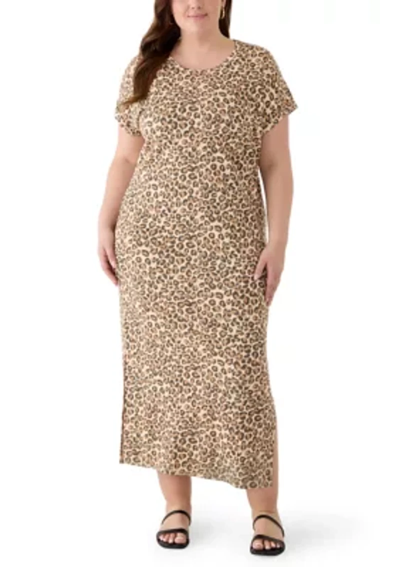 Plus Short Sleeve Knit Maxi Dress