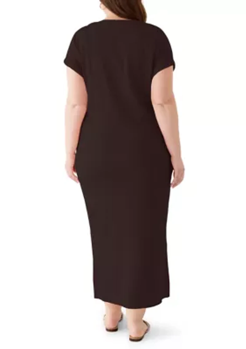 Plus Short Sleeve Knit Maxi Dress