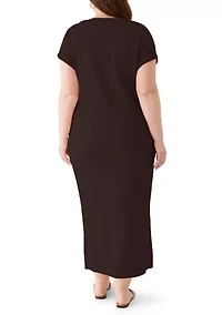Plus Short Sleeve Knit Maxi Dress
