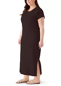 Plus Short Sleeve Knit Maxi Dress
