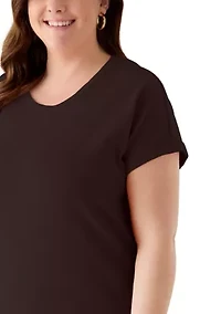 Plus Short Sleeve Knit Maxi Dress