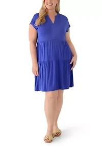 Plus Short Sleeve Tiered Knit Dress