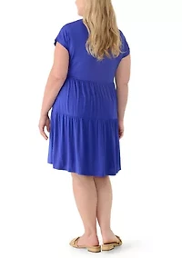 Plus Short Sleeve Tiered Knit Dress