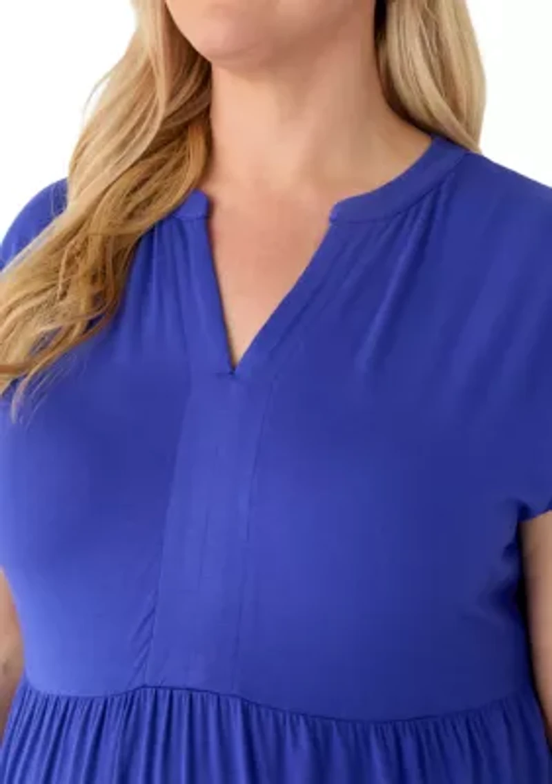 Plus Short Sleeve Tiered Knit Dress