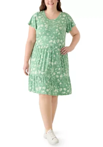 Plus Flutter Sleeve Tiered Dress