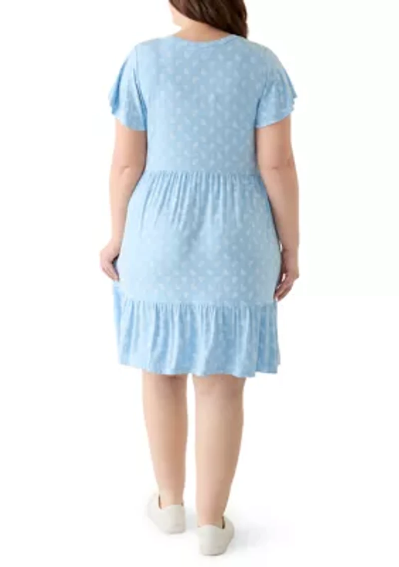 Plus Flutter Sleeve Tiered Dress