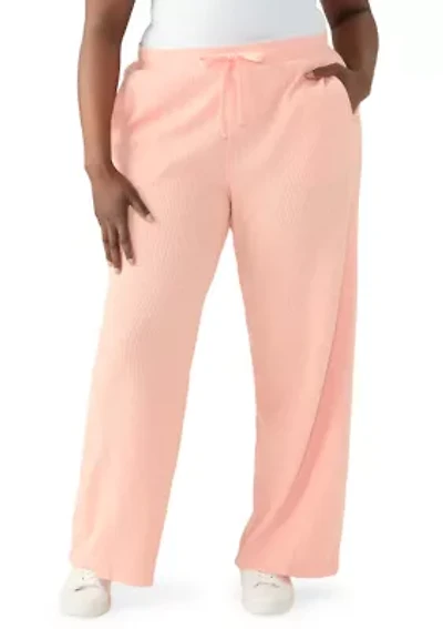 Plus Wide Leg Waffle Pants