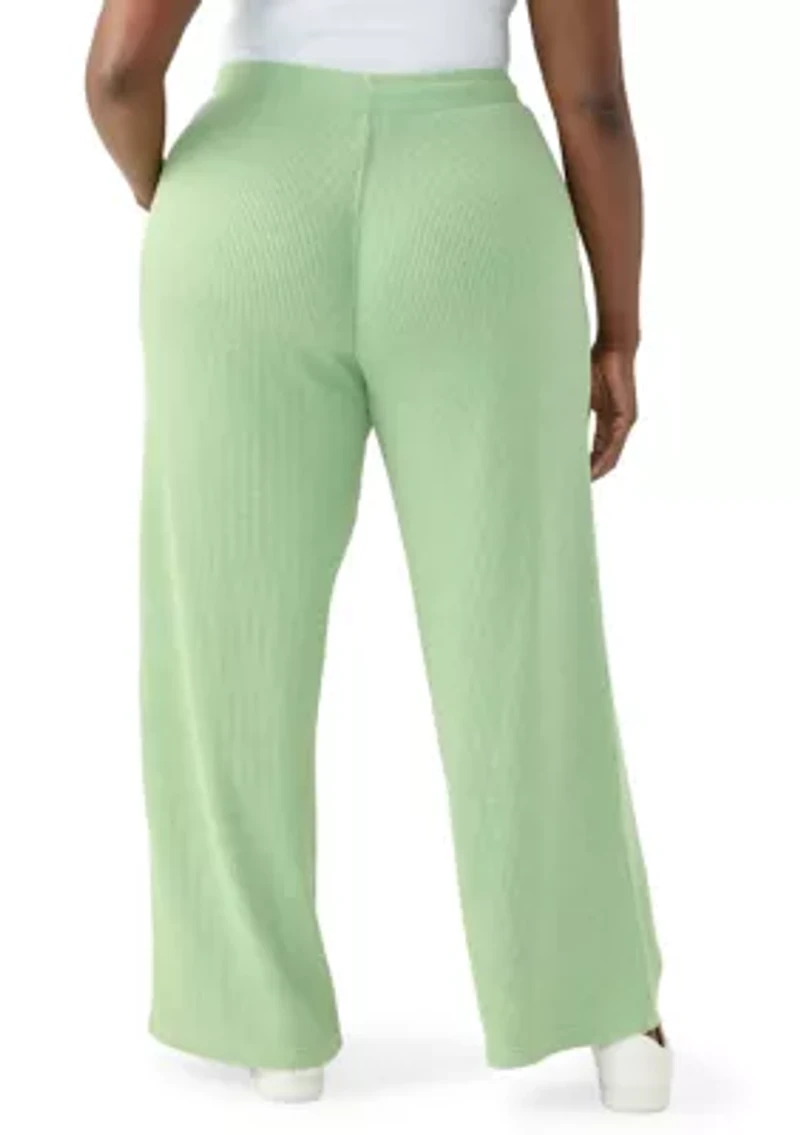 Plus Wide Leg Waffle Pants